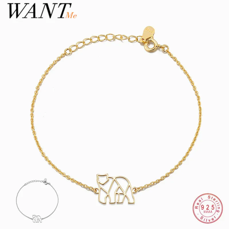 

WANTME 925 Sterling Silver Chain Hollow Bear Lion Fox Unique Fashion Bracelet for Women Hip Hop Goth Halloween Party Jewelry