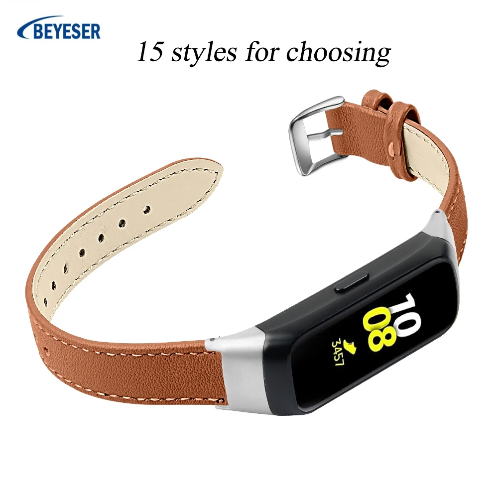Ремешок из натуральной кожи + металлическая рамка для Samsung Galaxy Fit e SM R375 Смарт часы