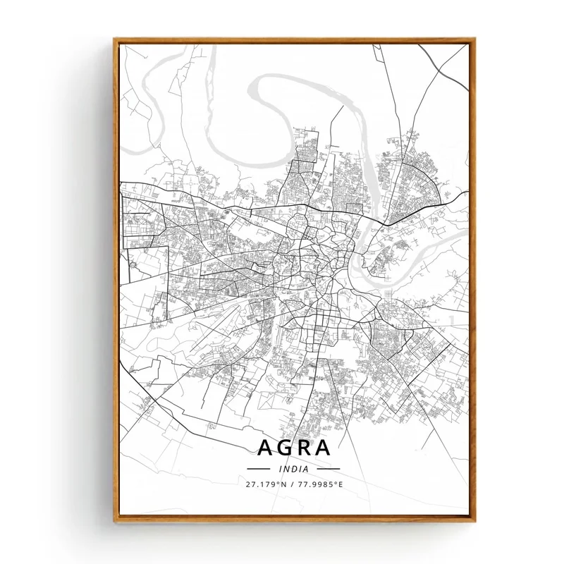 Agra Бангалор Ченнай Дели Хайдарабад Современная Карта города индии плакат на