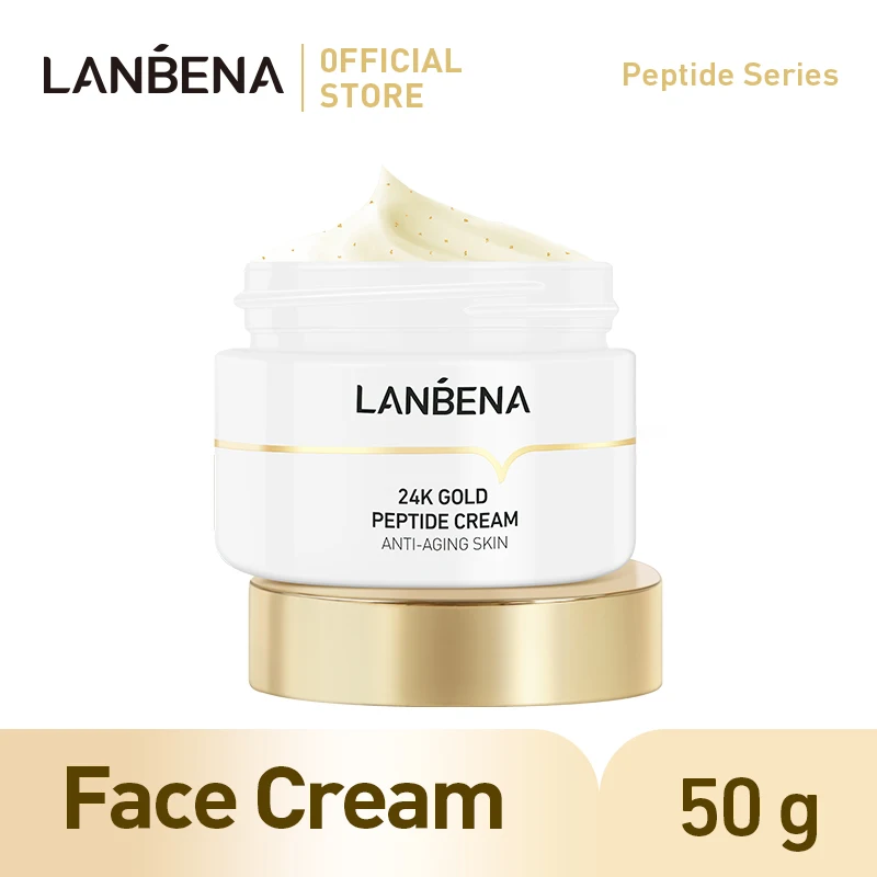 

LANBENA Peptide Wrinkle Facial Cream 24k Gold Anti Aging Skin Moisturize Minimize Fine Lines Effectively Increases Elasticity