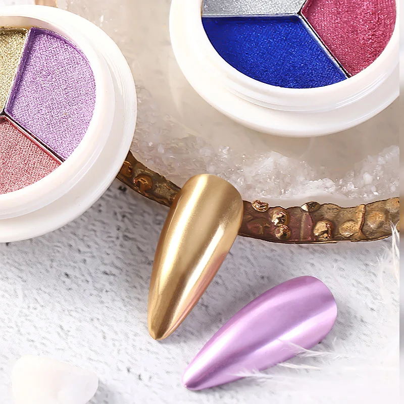 Смешанный Блестящий Порошок для металлического эффекта 3 цвета твердый пигмент