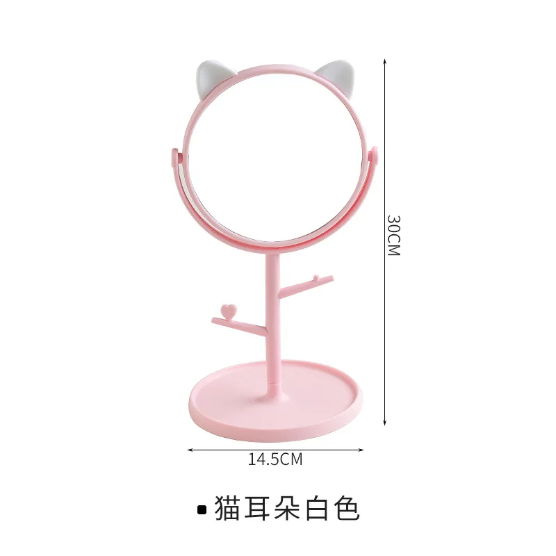 

Simple Cute Cartoon With Tray Desktop Makeup Mirror Rotatable Square Bedroom Beauty Tool Beautiful lady Makeup Mirror Girls Gift