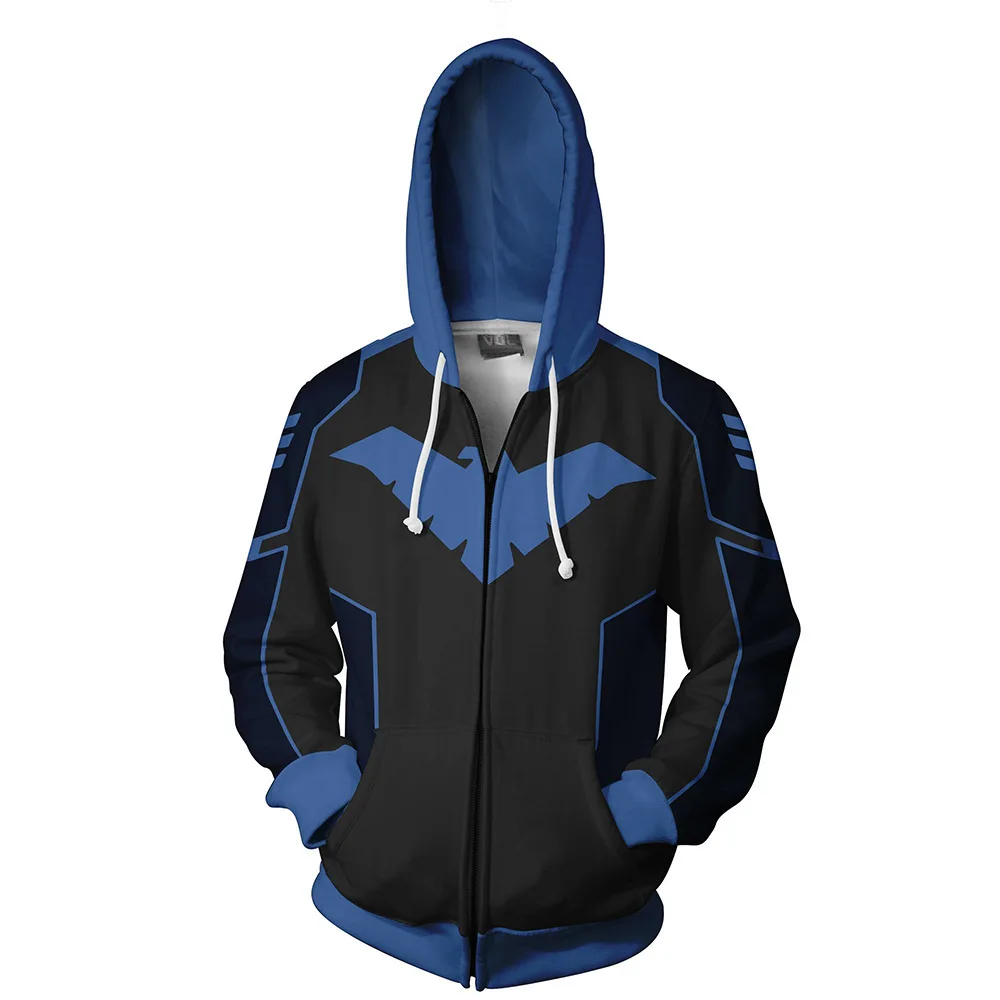 Nightwing Cosplay Hoodie 3D Print Costume Jacket Sweatshirt Halloween Zipper Pullover Jersey | Costumes