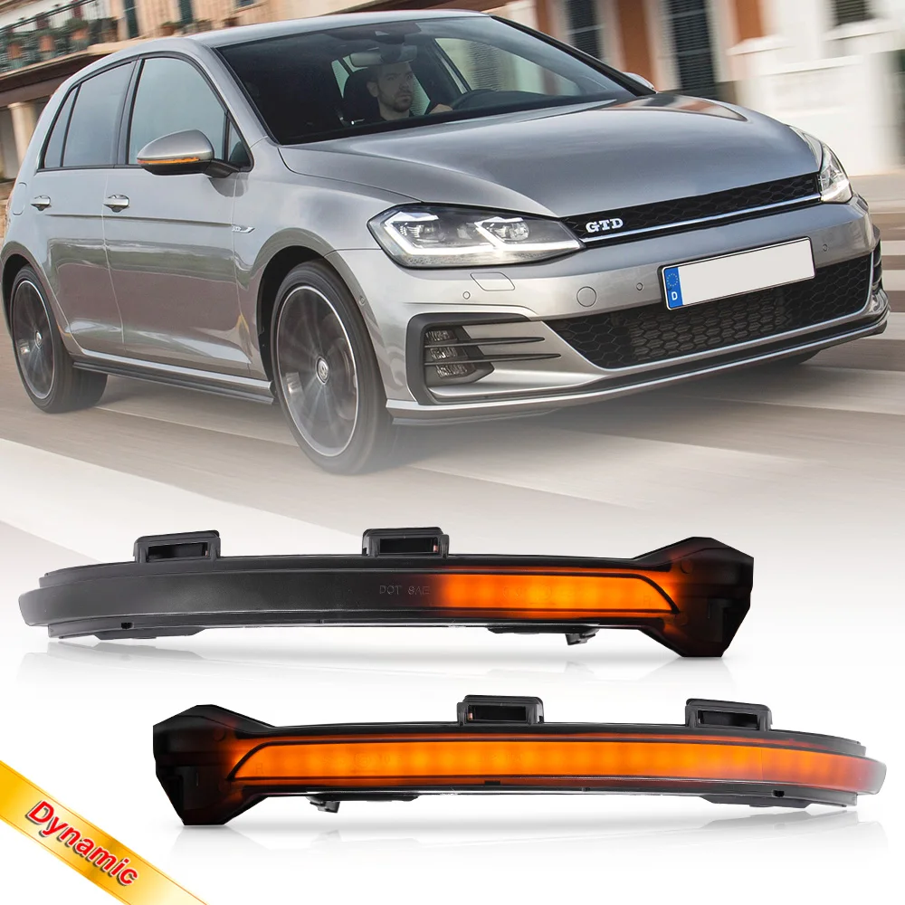 2PCS  Sequential LED Side Mirror Blinker Lights Turn Signal Indicators Lamp For VW Glof 7 E-Glof Sportsvan 2014- Touran 2016-