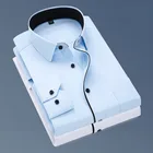 Мужская деловая приталенная белая рубашка, повседневный официальный пиджак с длинным рукавом для работы