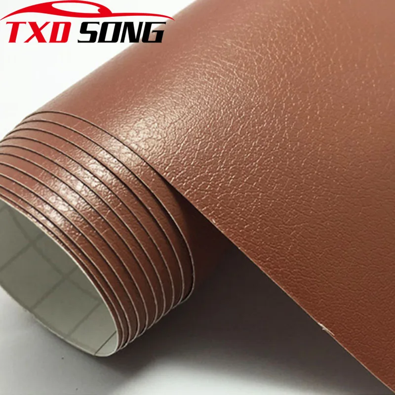 

10/20/30/40/50x152CM Brown Leather Grain Vinyl For Car Panel Dashboard Internal DIY Wrap Decals Adhesive PVC Car Styling Sticker