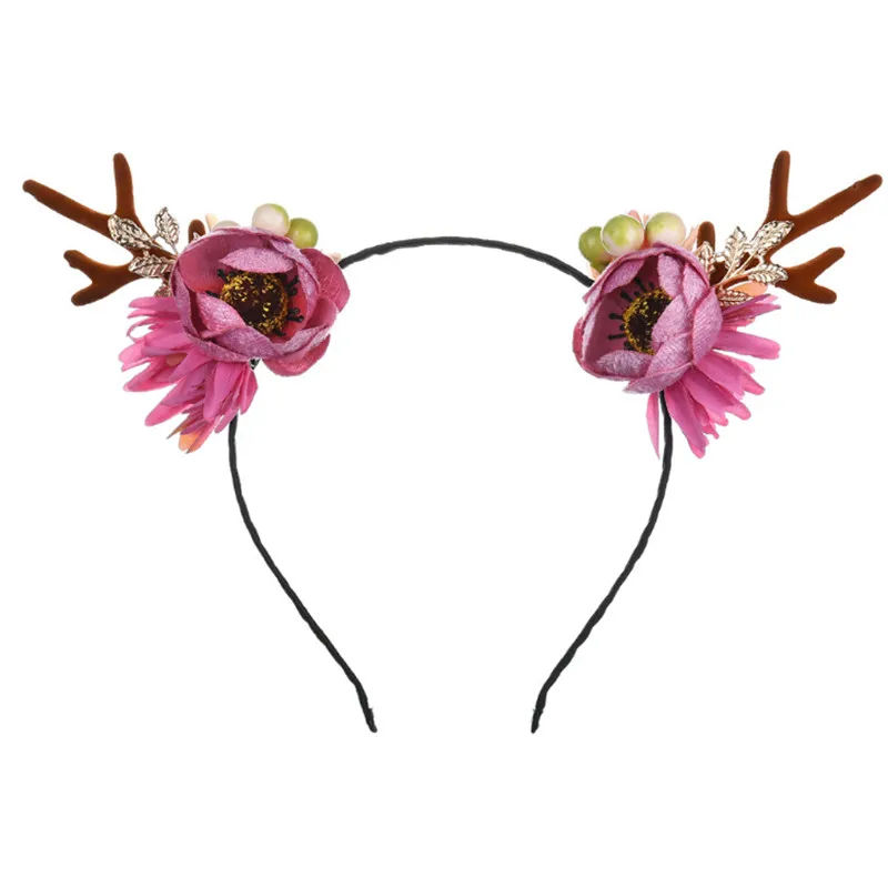 Горячая Распродажа 1 шт. розовый рога Рождественский обруч ромашка для волос