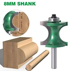 1 шт., Фрезерный резак с хвостовиком 8 мм, резьба по дереву, полукруглая фреза, Фрезерные фрезы, Деревообрабатывающие инструменты с 2 подшипниками