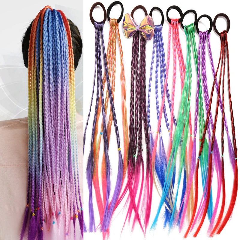 

Wig Braid Hair Rubber Bands Hair Ties Elastic Hairbands Scrunchies Twist Braid Headdress for Children Girls Hair Accessories