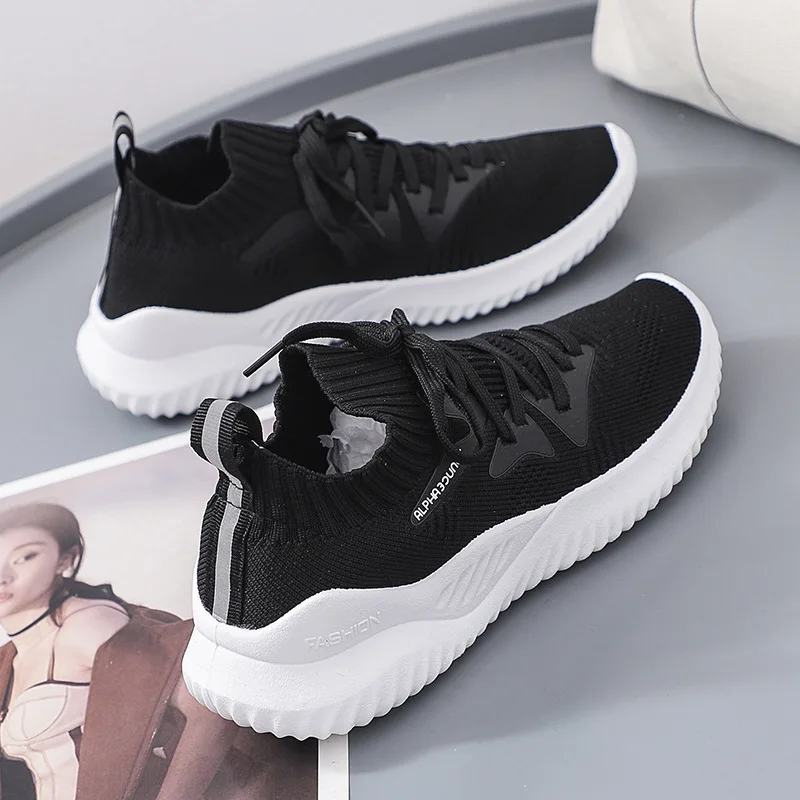 

Light Running Sneakers Women Slip On Sock Flats Mesh Vulcanized Shoes Women's Loafers Casual Ladies Walking Footwear Female Shoe