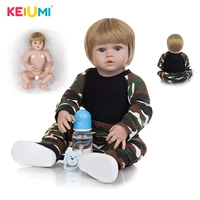 57cm full silicone body reborn dolls babies boy truly like menino bebe boneca reborn doll wear camouflage suit kid birthday gift