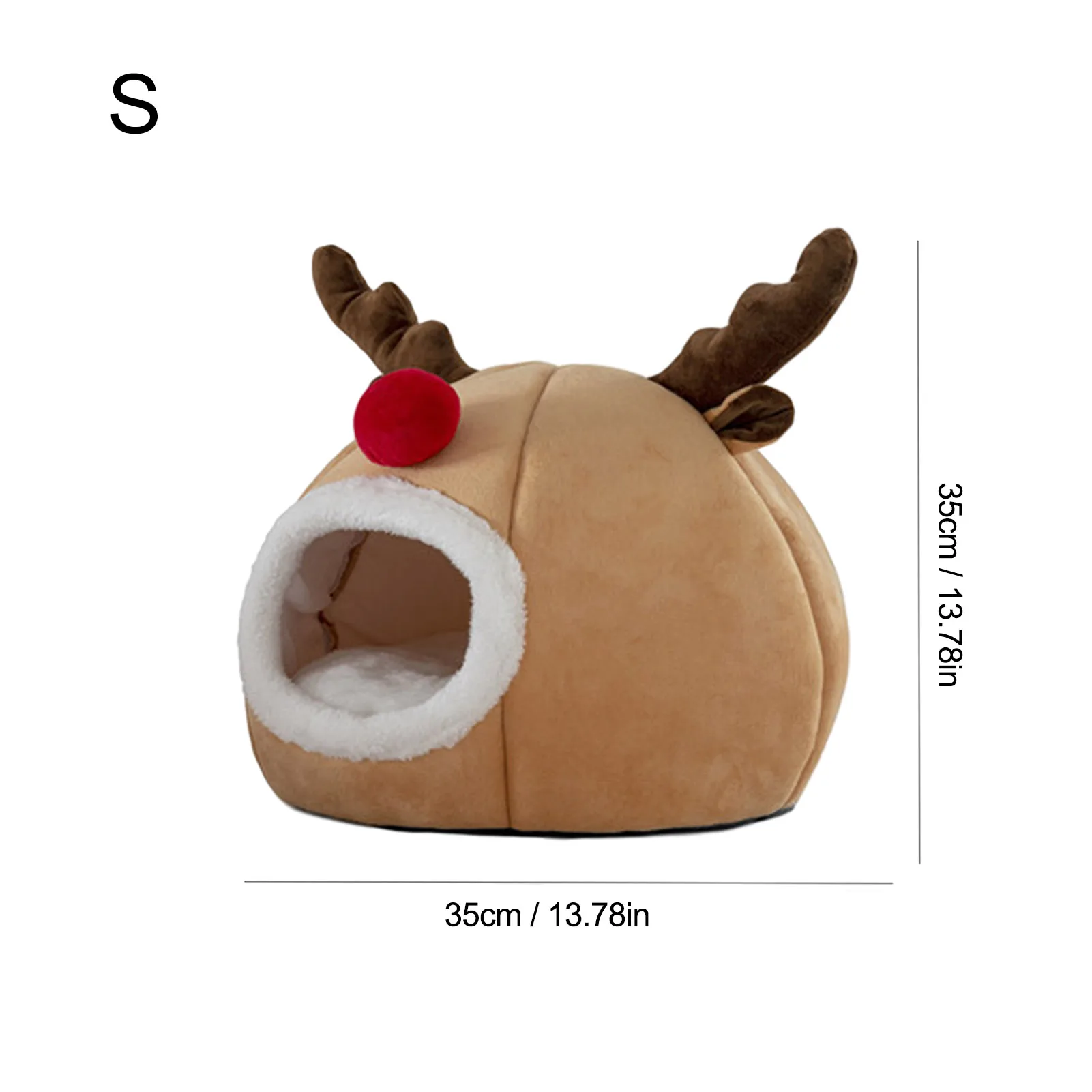 

Super Soft Pet Bed Cat Round Cat Winter Warm Sleeping Bag Long Plush Christmas Deer Cushion Mat Portable Cat Supplies 35/45cm