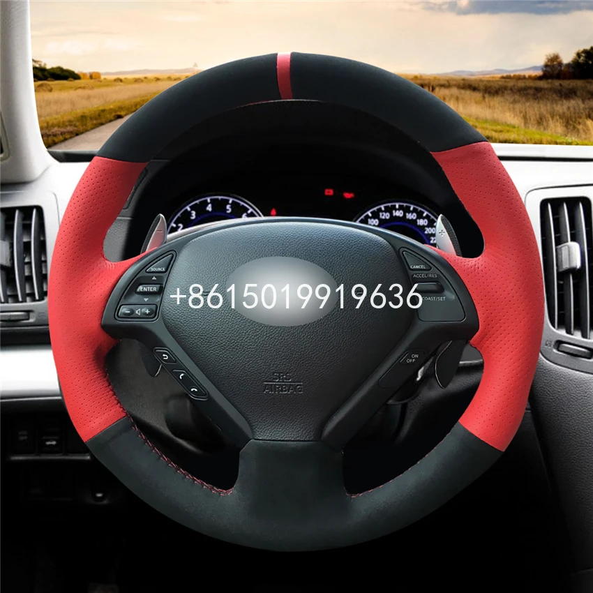 

Red Leather Black Suede Hand Sew Car Steering Wheel Cover For Infiniti G25 G35 G37 QX50 EX25 EX35 EX37 2008-2013