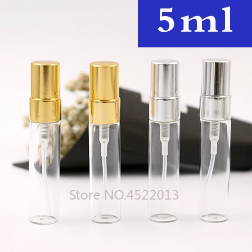 

5ML 100pcs/lot Clear Perfume Spray Bottle, DIY Empty Glass Portable Perfume Refillable Bottle, Cosmetic Moisturizer Storage Tube