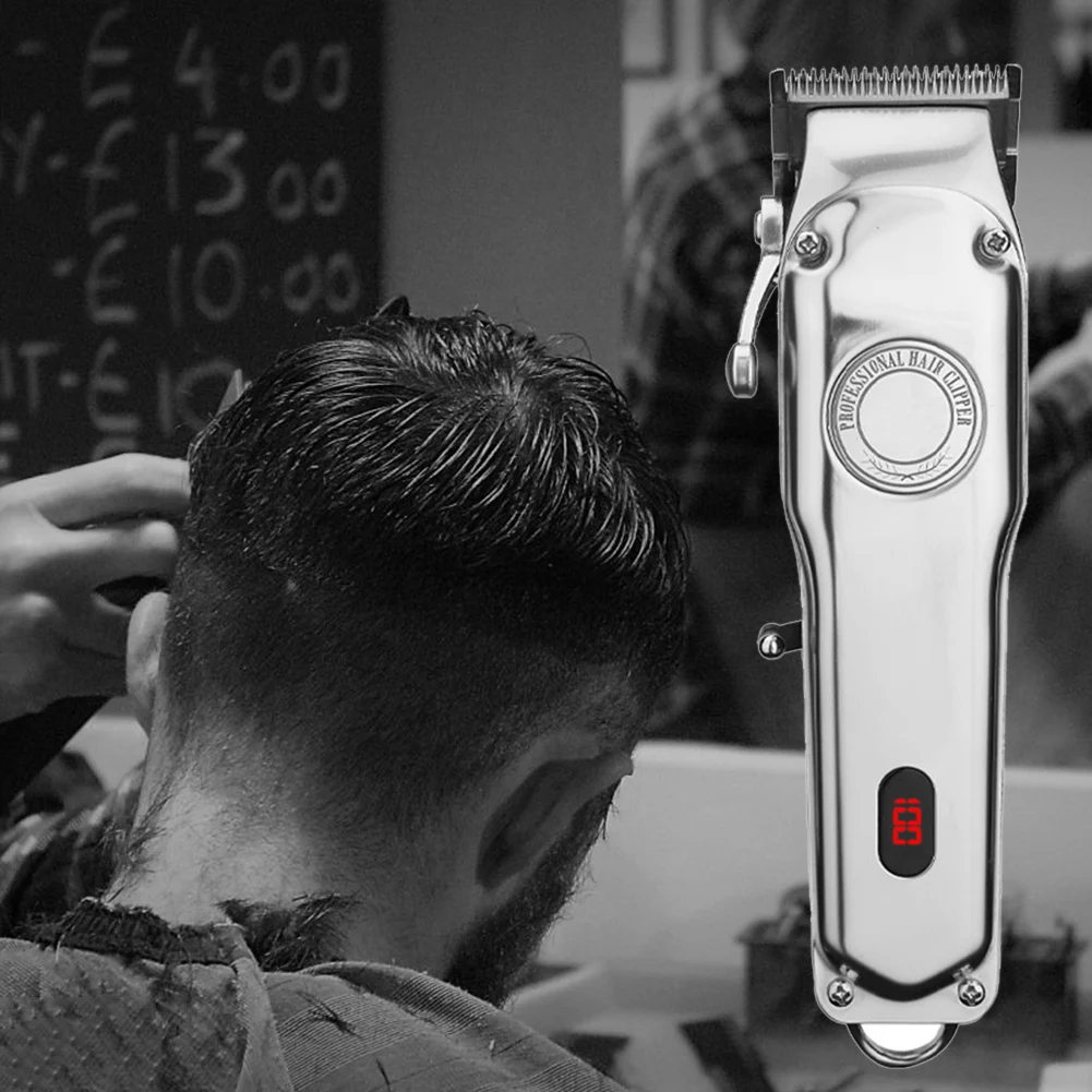 

LED Display Rechargeable Stainless Steel Electric Hair Clipper Professional Barber Hair Trimmer Hairdressing Tool Shaver Kit