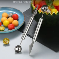 304 stainless steel double headed fruit scoop watermelon ice cream ball scoop melon opener creative carving knife