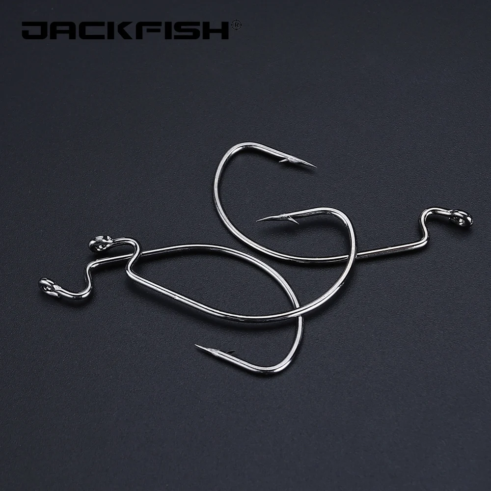 JACKFISH 50 шт./лот из высокоуглеродистой стали рыболовные крючки черные кривошипы острые Крючки супер большой черный широкий Кривошип крюк джиг голова