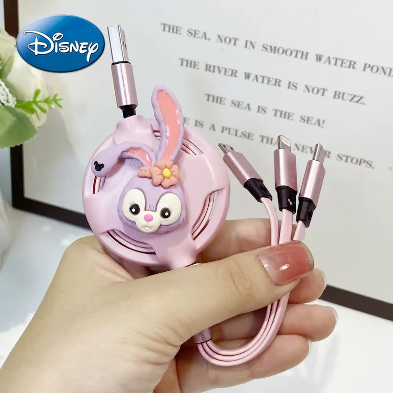 

Disney Star Delu Duffy Bear Three-in-one Data Cable Car Cute for Huawei Apple Android Charging Cable One for Three