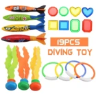 Набор детских игрушек для плавания, разноцветные бриллианты для дайвинга + торпеды + кольца + палочки + морская трава