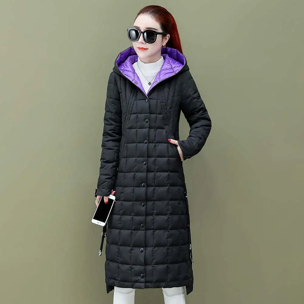Женское Стеганое пальто из зимней коллекции теплая длинная парка до колена с
