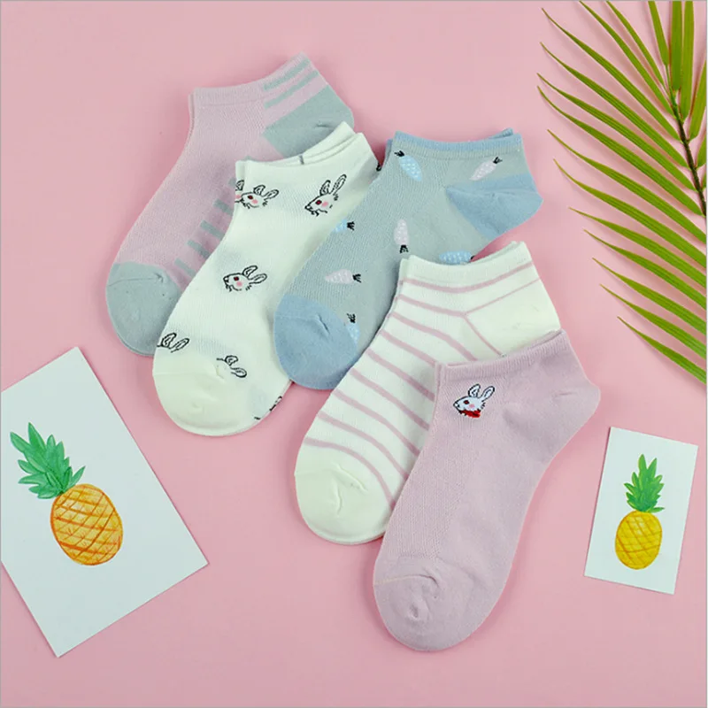 

Cartoon women's socks mesh ladies socks cotton shallow mouth trend