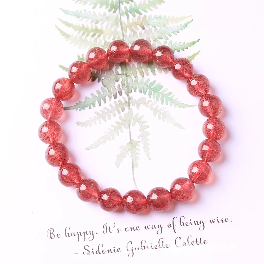 

Genuine Natural Ice Red Strawberry Quartz Clear Round Beads Crystal Bracelet 9mm 10mm 11mm 12mm Woman Man Jewelry AAAAA