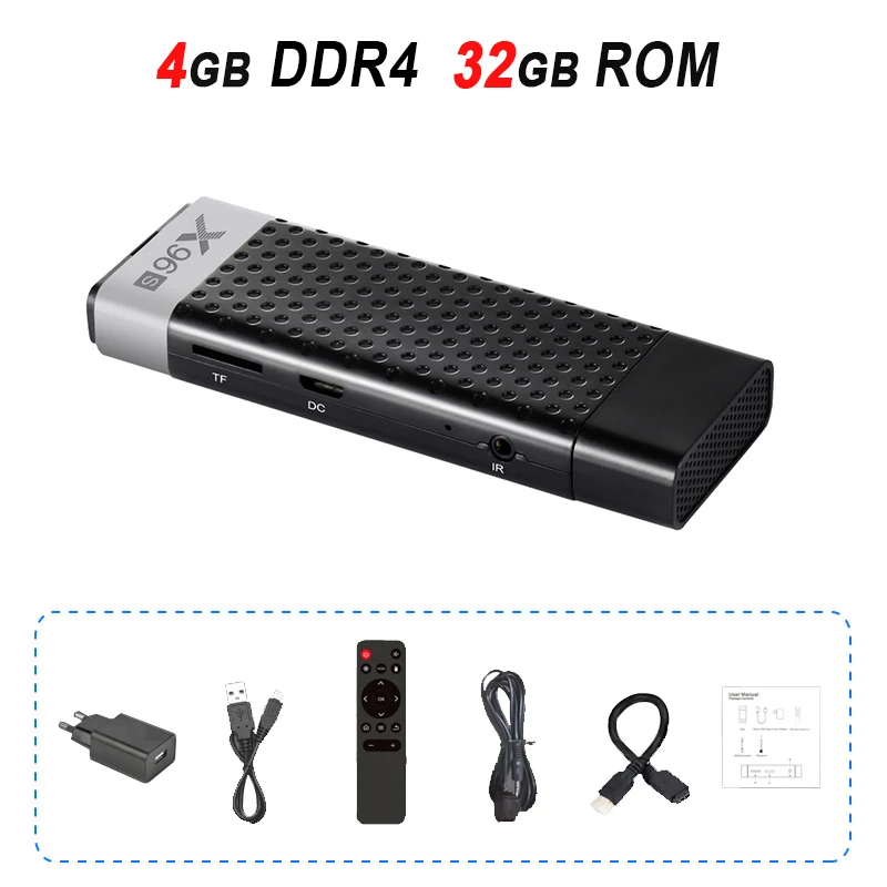 4GB DDR4 32GB X96S tv Stick Android 9,0 tv Box Amlogic S905Y2 DDR4 4 ГБ 32 ГБ Smart tv Box 2,4G 5G двойной Wi-Fi Bluetooth 4,2 4K H.265 медиаплеер - Цвет: 4GB DDR4 32GB
