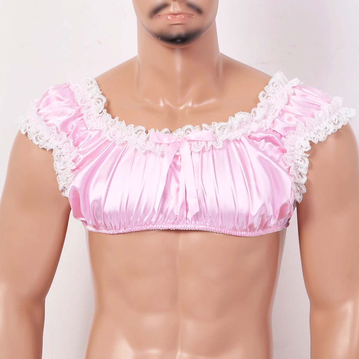 Мужской бюстгальтер для переодевания без косточек гладкое атласное нижнее белье