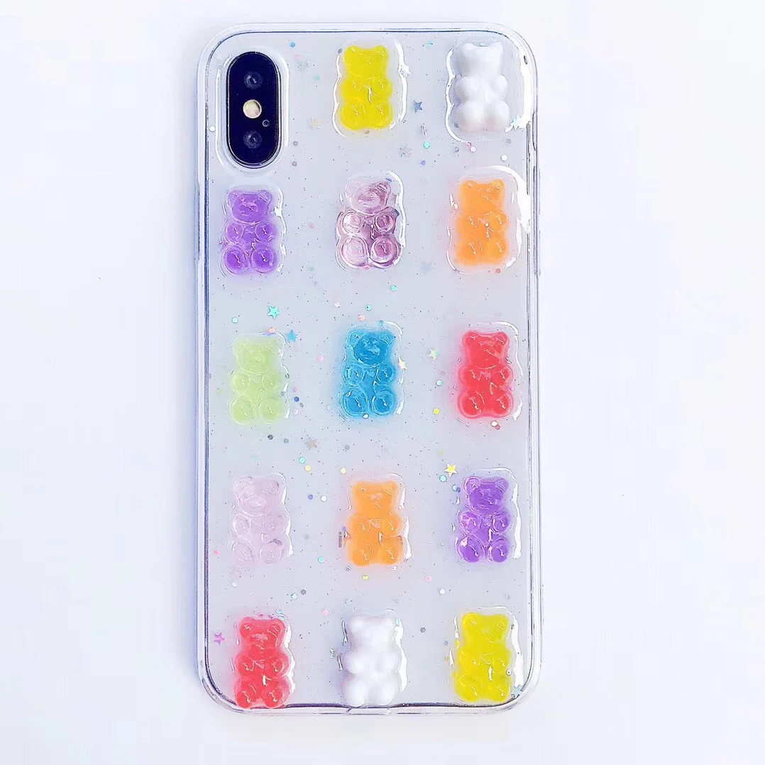 Милый 3D чехол для телефона с мишкой ярких цветов iPhone 11 Pro X 8 plus XR XS Max мягкие чехлы