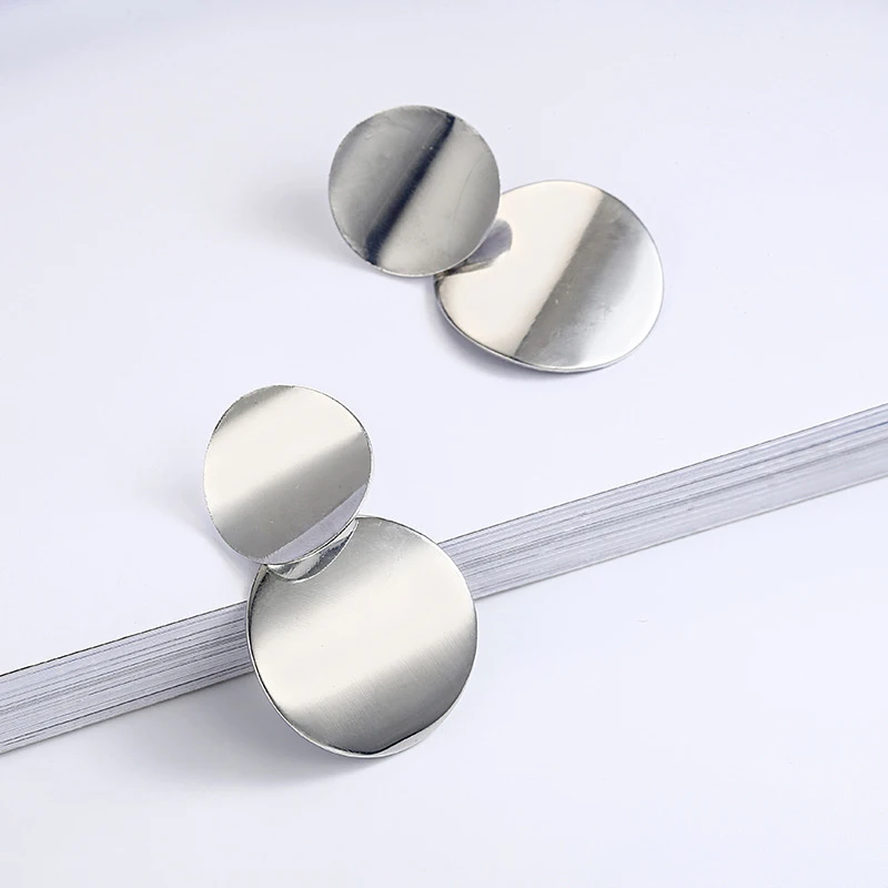 Популярные Модные металлические серьги золотого и серебряного цвета ювелирные