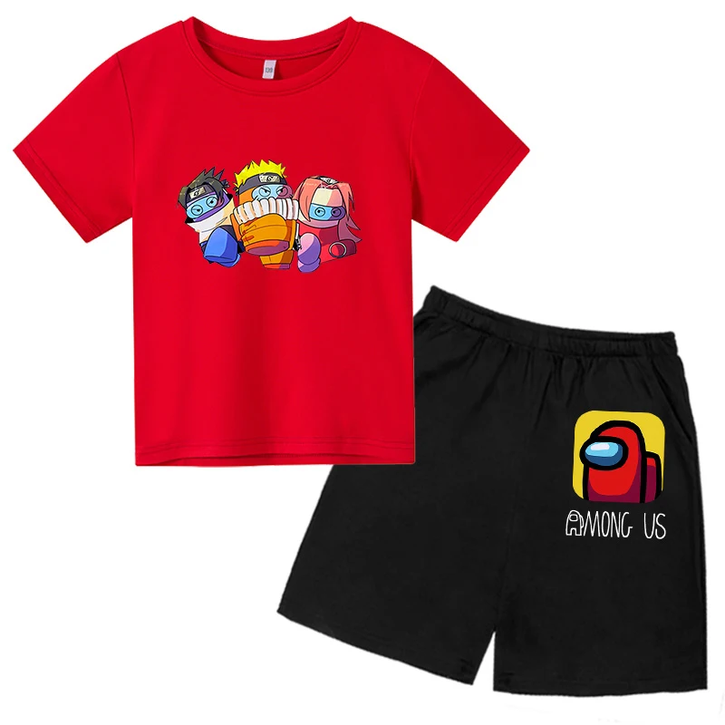 

Boys and girls summer short-sleeved T-shirt suit cartoon digital printing fun sports shirt fashion streetwear 4T-14T