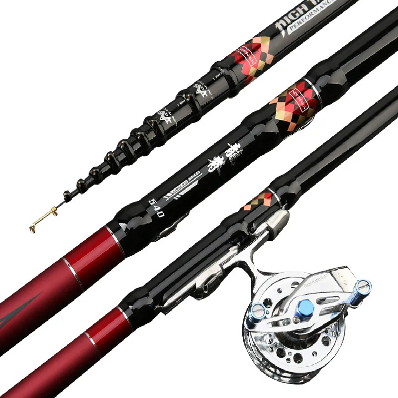 4.5m 5.4m 6.3m 7.2m Front-end Fishing Rod Three Positition Telescopic Wedkarstwo Olta Carbon Fiber Spinning Peche Fishing Sticks