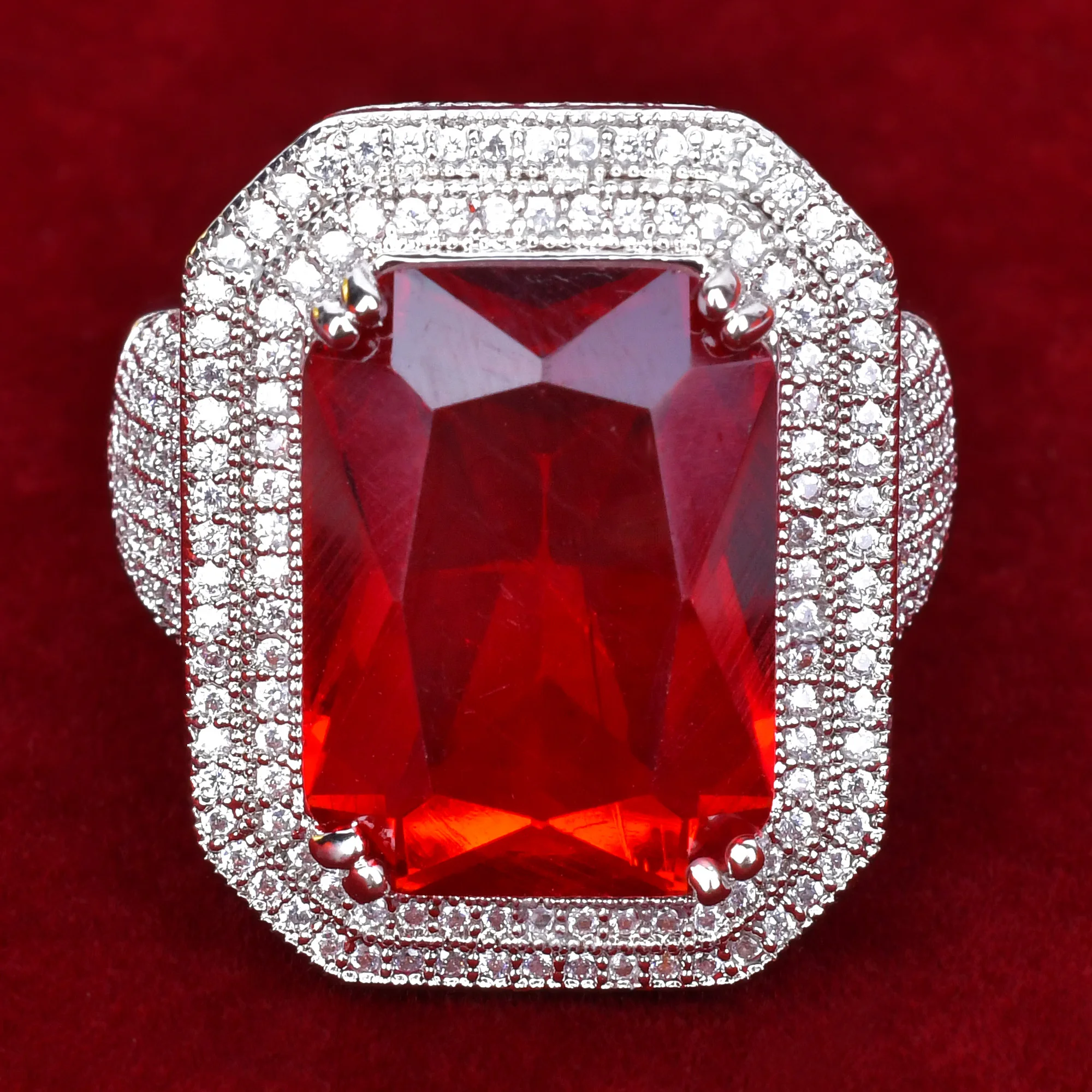 Мужское золотистое кольцо из меди и циркона в стиле хип хоп|Кольца| |