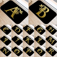 black golden tree letter alphabet 4060cm kitchen entrance door mat coral velvet carpet doormat indoor floor mats anti slip rug