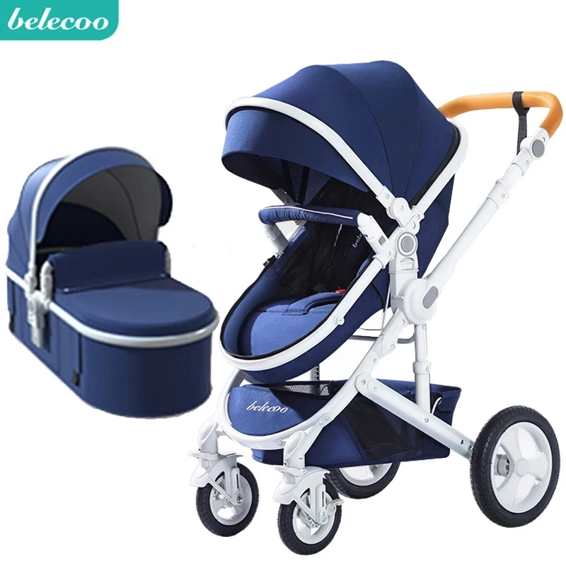 Belecoo High Landscape Baby Stroller 2 In 1 Stroller Two Way Baby Pram Portable Newborn Pram Folding Kid Car Send Gifts