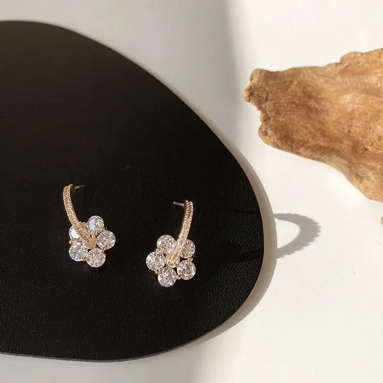 

Beautiful FLower Stud Earrings CZ Zircon Earring Fashion 2020 New Trendy Women Female Earring