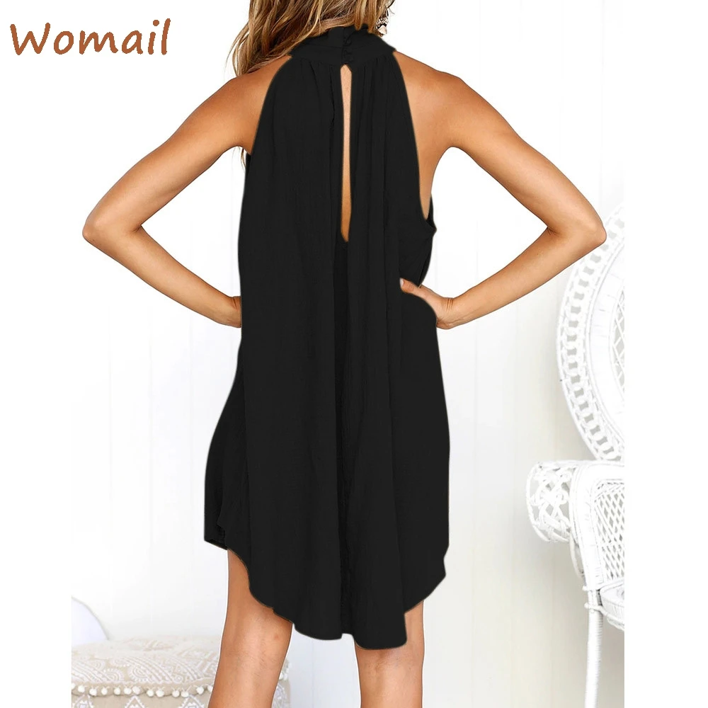 Женские праздничные платья с бретелькой через шею 2020 платье О образным вырезом