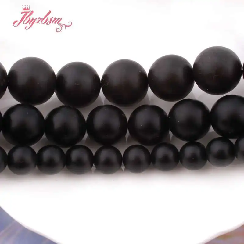 

Frost Matte Round Black Brazil Agates Loose Spacer Natural Stone Beads For DIY Necklace Jewelry Making Strand 15" 4/6/8/10/12mm