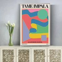 tame impala at glastonbury gig poster vintage colorful canvas painting retro wall pictures for living room home decor no frame
