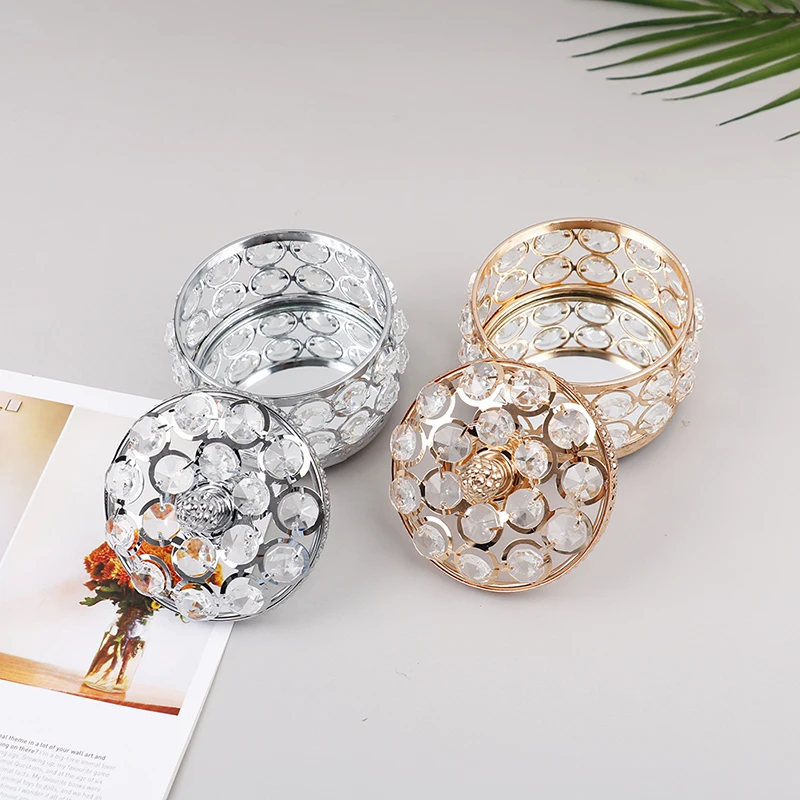 

Small Crystal Retro Jewelry Storage Box Necklace Earrings Cosmetics Case