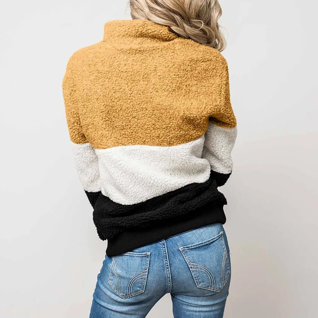 Модные женские Лоскутные толстовки с длинным рукавом на молнии длинными