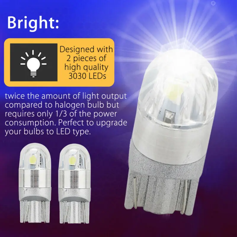 

DC 12V Light Bulbs Light Bulb Parts Replacement Silica T10 W5W White 2SMD 6000-6500K