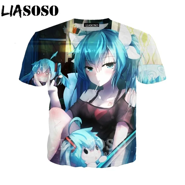 

LIASOSO T Shirt Men Women Anime Girl Sweatshirt 3D Print Hip Hop Street Tops Pullover Oversized Retro Graphic T Shirts