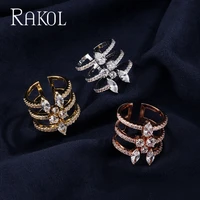 rakol famous design round zircon crystal gorgeous silver female ring wedding bridal jewelry modern style
