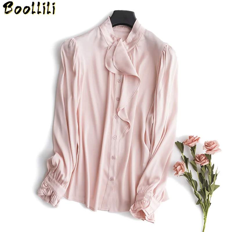 Women's Shirt Real Silk Vintage Blouse Women Clothes 2020 Ladies Tops Spring Elegant Office Shirt Women Blouses Ropa Mujer