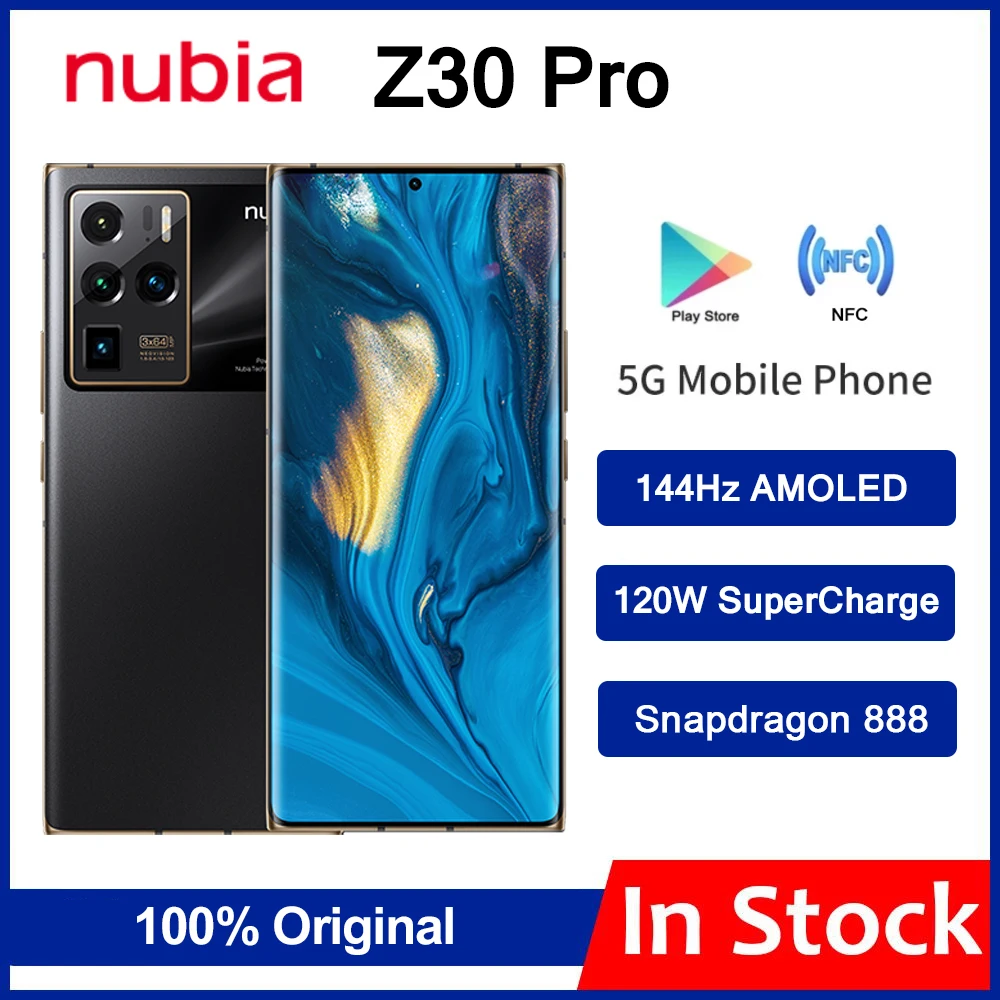 2021 Новый ZTE Nubia Z30 Pro 5G смартфон 6 67 ''amoled 144 Гц гибкий изогнутый Экран Snapdragon 888 Octa