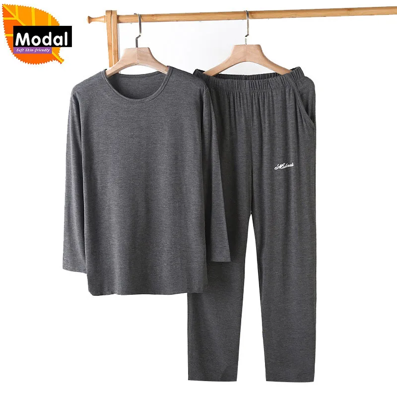 Пижама Мужская из модала размера плюс 5XL Удобная тонкая одежда для сна Свободная