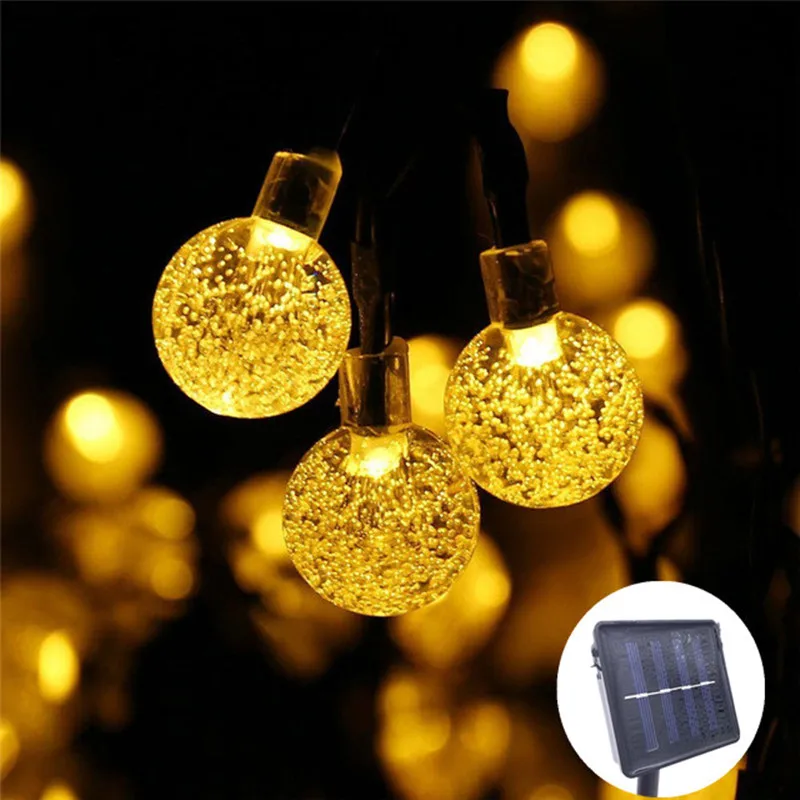 

New 50 LEDS 10M 5M Crystal ball Solar Lamp Power LED String Fairy Lights Solar Garlands Garden Christmas Decor For Outdoor