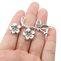 5pcslot silver color flower leaves charms plant pendant jewelry metal alloy necklace jewelry marking accessories 5131mm