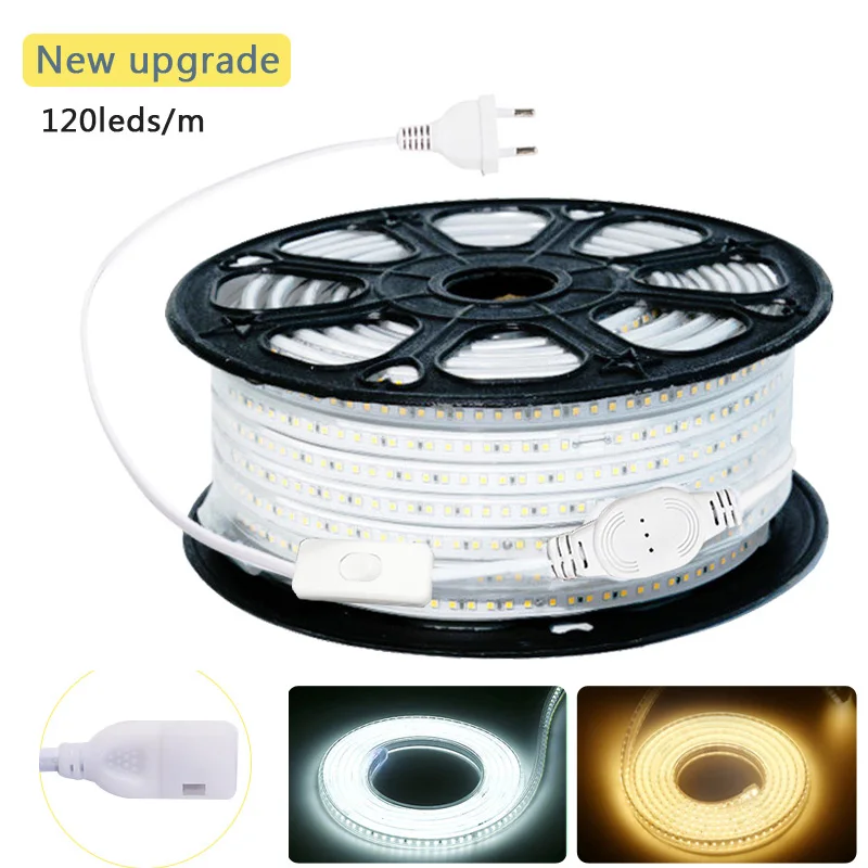 220V Светодиодные ленты SMD 2835 высокое Безопасность Яркость 120 светодиодов/м гибкий